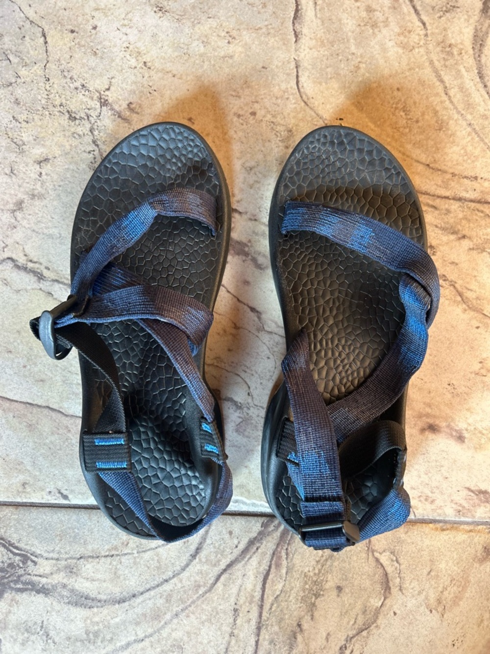 Chaco Men's Black and Navy Z/Cloud Sandals Size 12 Hiking Outdoors Beach Summer